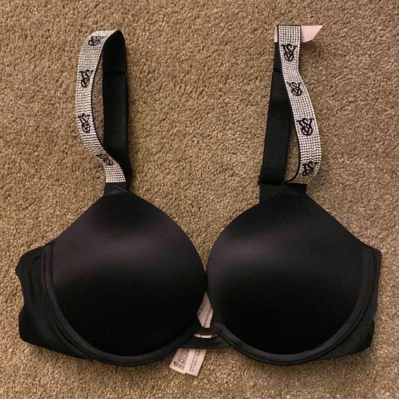 Victoria’s Secret Bling Black “sparkly strap” very sexy push-up  size 32C - Picture 11 of 11